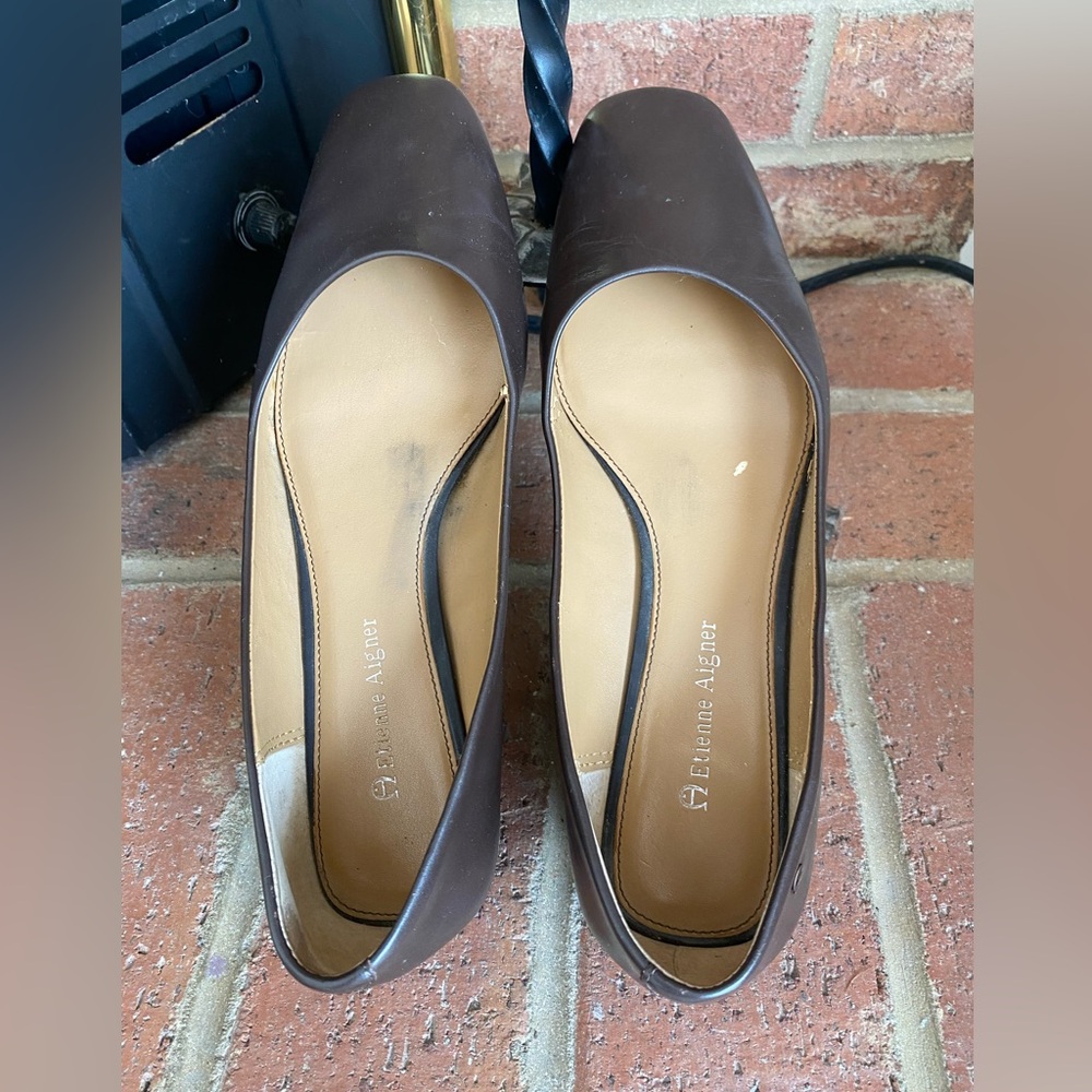 Etienne Aigner Dark Brown Leather Loafers